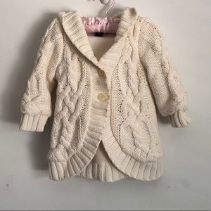 Ivory Cable Knit Fleece Lined Sweater 12-18 Months